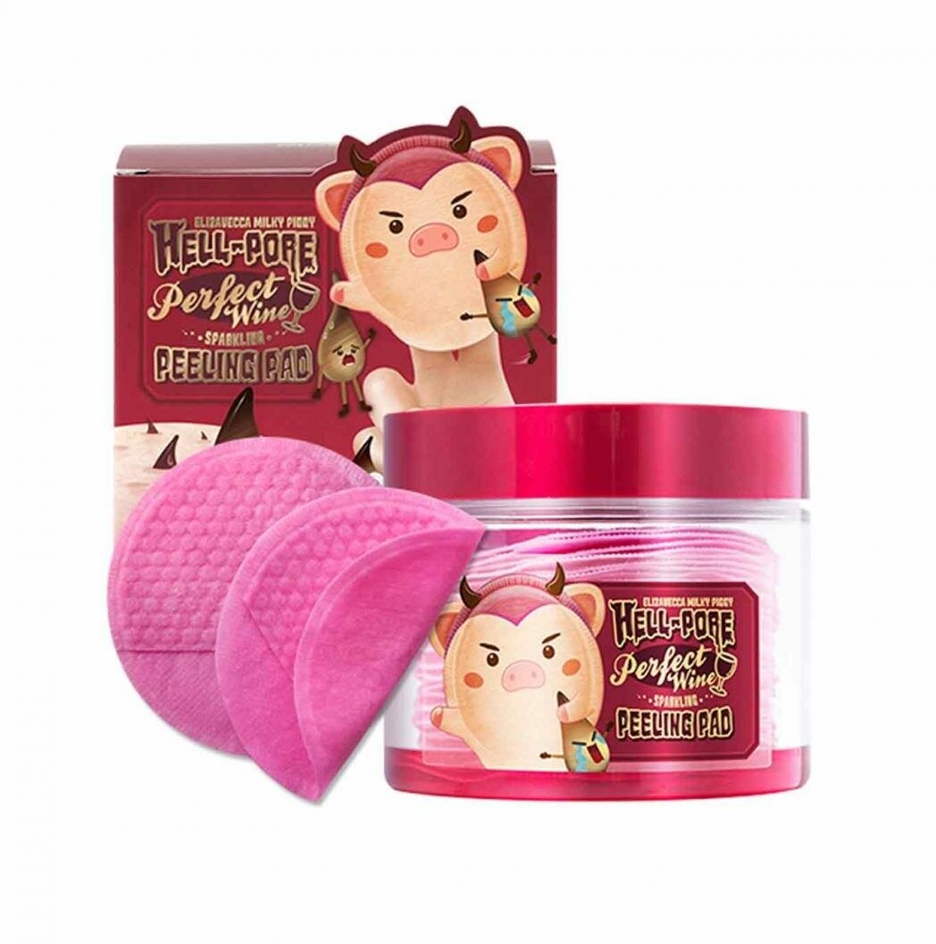 Elizavecca MILKY PIGGY HELL-PORE Perfect Wine SPARKLING PEELING PAD Очищающие пилинг-диски для лица