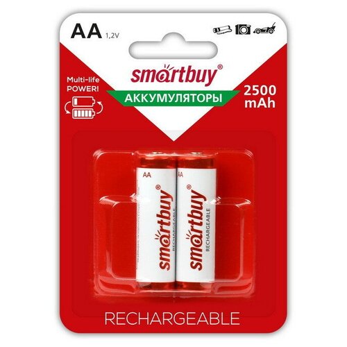 фото Аккумулятор smartbuy 2500mah aa/2bl nimh 2шт/бл (sbbr-2a02bl2500)