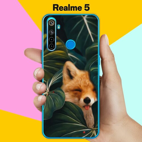 Силиконовый чехол на realme 5 Лиса / для Реалми 5 силиконовый чехол на realme 5 pro реалми 5 про подмигивающая лиса