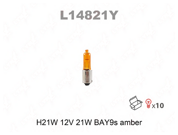 LYNXauto L14821Y (12356CP / 13215 / 13500806) лампа накаливания h21w 12v 21w bay9s amber l14821y
