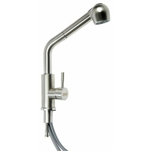 Смеситель для раковины, кухни, ванной Z89, с выдвиж изливом, картридж 35 мм, нержав сталь, Серебристый