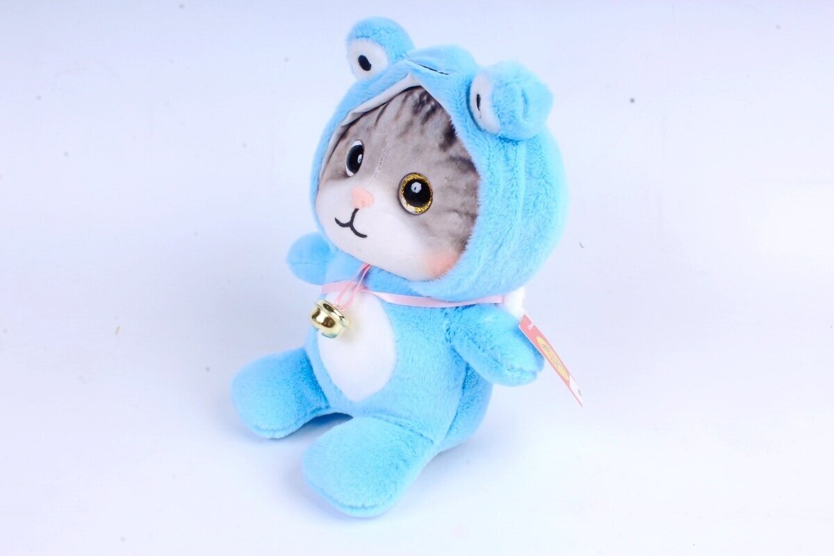 Мягкая игрушка Котёнок в капюшоне синий