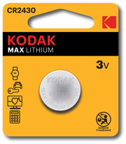 Батарейка Kodak Max Lithium CR2430, в упаковке: 1 шт.