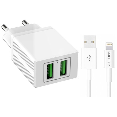 фото Зарядное устройство jellico e26-8 2xusb 2.1a + кабель lightning