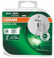 Галогенная лампа OSRAM H4 60/55 P43t-38 ULTRA LIFE 12V, 2 шт, 64193ULT-HCB/Автолампы
