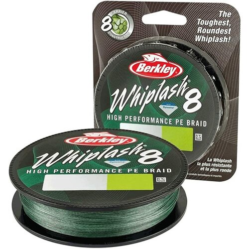 шнур berkley whiplash pro dark green 0 1 1800m Berkley, Леска плетеная Whiplash8, 300м, 0.16мм, 20.8кг, Green