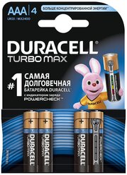 Батарейка Duracell Turbo MAX AAA/LR03, в упаковке: 4 шт.