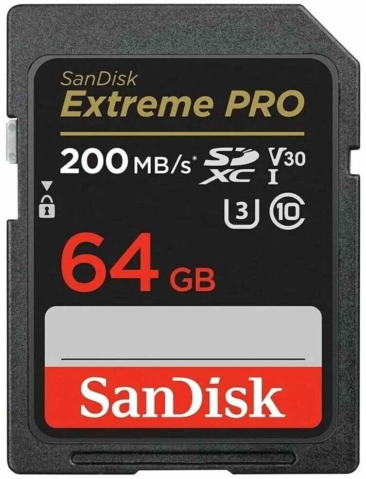 Карта памяти SecureDigital 64Gb SanDisk Extreme Pro SDXC Class 10 UHS-I U3 (SDSDXXU-064G-GN4IN)