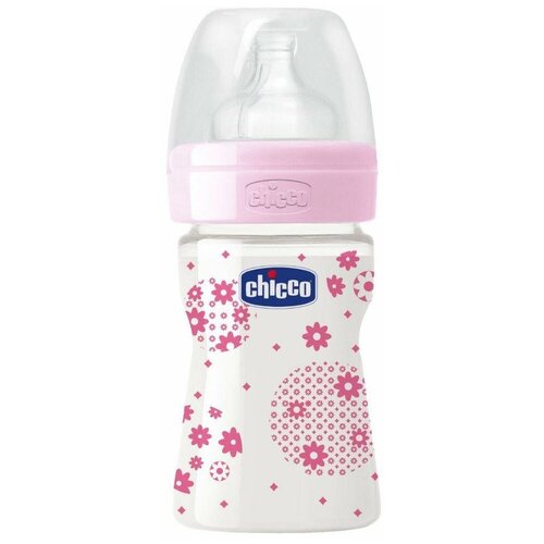 Chicco Бутылочка с соской из силикона Well-Being, 150 мл boy/girl, с рождения, розовый chicco бутылочка с соской из силикона well being средний поток 250 мл boy girl с 2 месяцев голубой