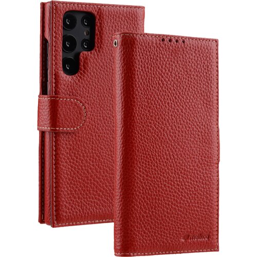 Кожаный чехол книжка Melkco Wallet Book Type для Samsung Galaxy S23 Ultra, красный
