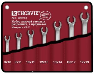 Набор ключей разрезных в сумке 8-19 мм, 7 предметов, Thorvik