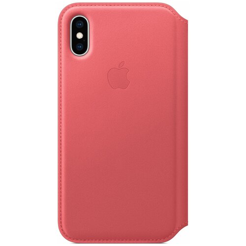 Чехол Apple Folio кожаный для iPhone XS, peony pink