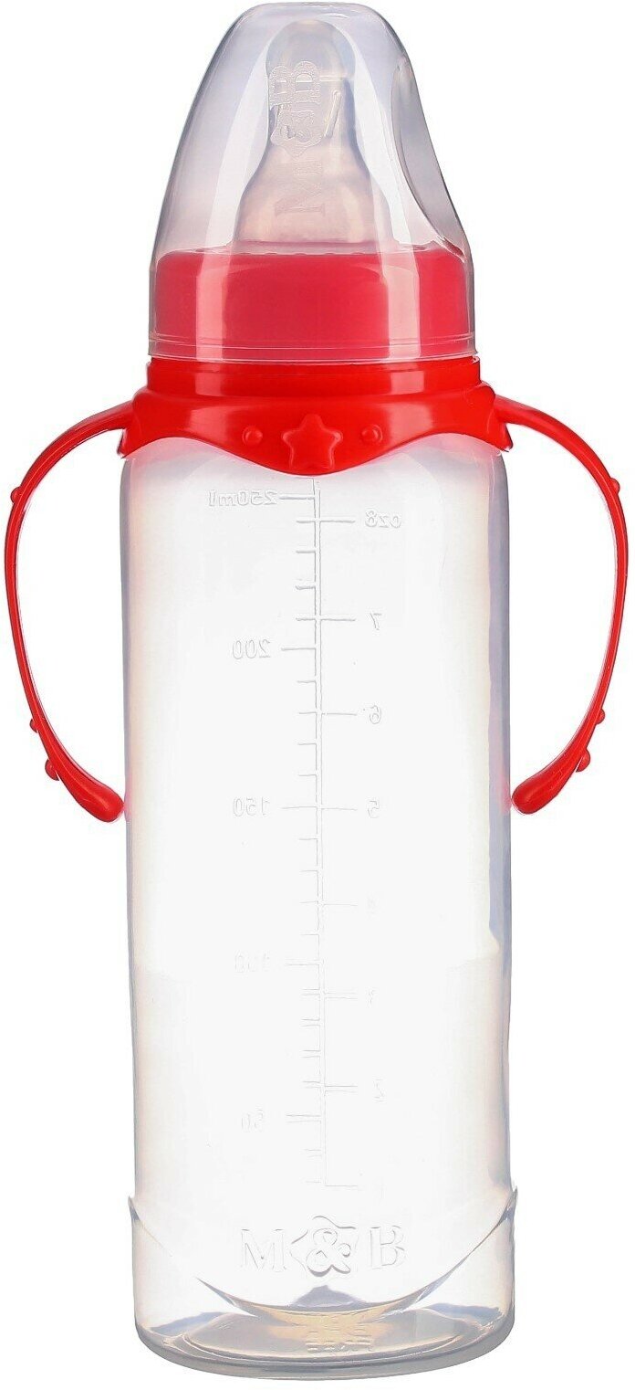 Бутылочка для кормления 250 мл цилиндр, с ручками, цвет микс - фотография № 2
