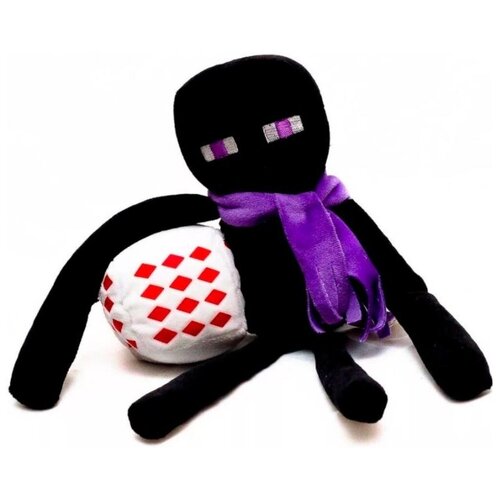 фото Мягкая игрушка minecraft enderman purple scarf "эндермен с красным камнем", 26 см basic fan