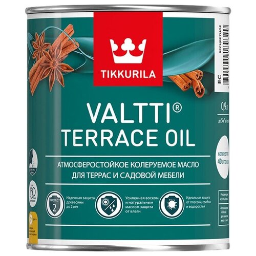 фото Масло tikkurila valtti terrace oil, бесцветное, 0.9 л