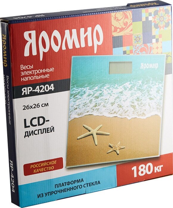 Весы напольные Яромир ЯР-4204 "Песчаный пляж" электронные, до 180кг, 26х26см БИТ - фото №6
