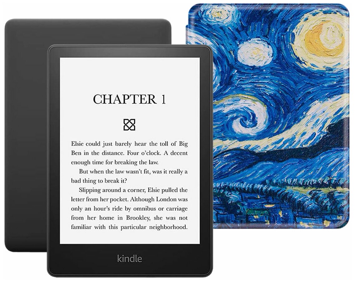 Электронная книга Amazon Kindle PaperWhite 2021 8Gb black Ad-Supported с обложкой ReaderONE