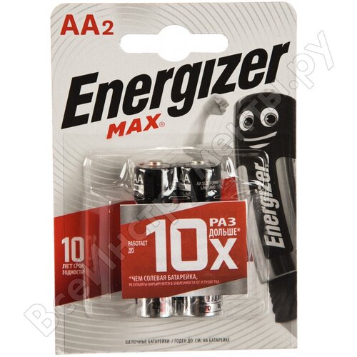 Батарейка Energizer Maximum LR6 AA 1.5В бл/2 щелочная батарейка aa щелочная energizer lr6 2bl max plus maximum в блистере 2шт