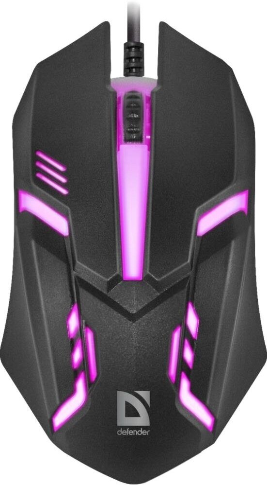 Мышь проводная Defender Cyber MB-560L 52560 , 7 цветов, 3 кнопки,1200dpi, черный