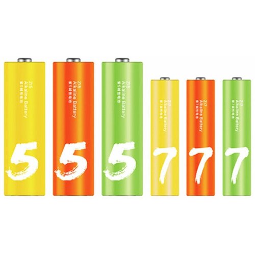 Батарейка AAA - Xiaomi ZMI Rainbow ZI5/ZI7 Color (12штук+12штук) батарейка алкалиновые xiaomi zmi rainbow zi5 aa zi7 aaa 12 12 шт lr24