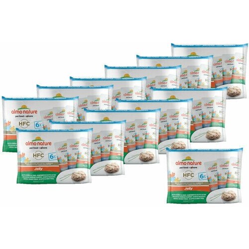 Almo Nature Набор паучей для кошек с тунцом 6*55гр (Multipack Classic Jelly Tuna) 0,33 кг х 12 шт. влажный корм для кошек almo nature classic с тунцом с мальками 55 г мини филе