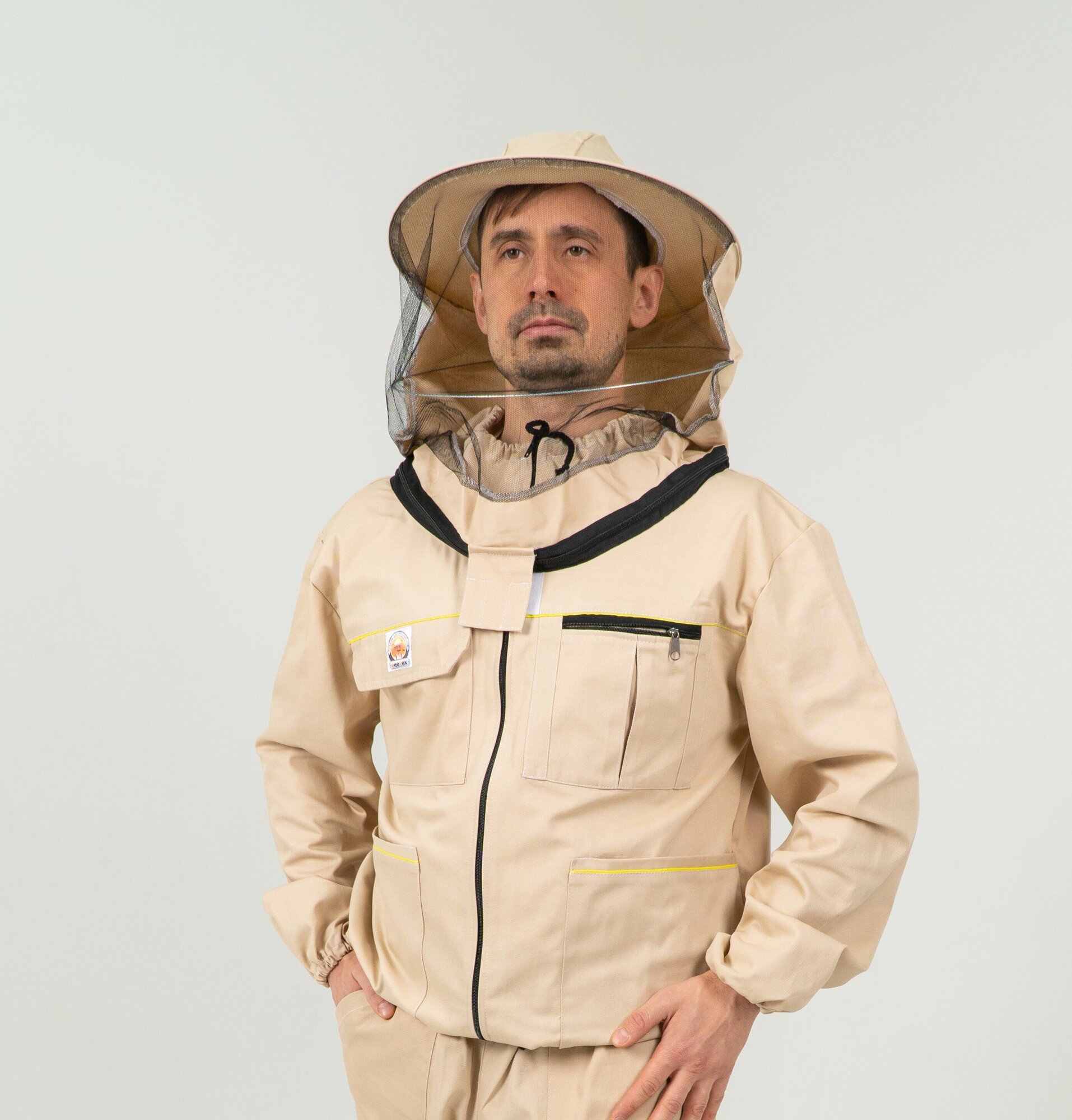 Куртка пчеловода с лицевой сеткой "Саржа Премиум" с прямой молнией размер 52