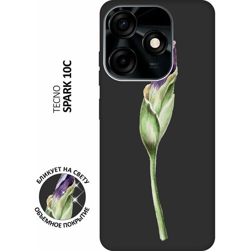 Матовый чехол Iris Bud для Tecno Spark 10C / Техно Спарк 10С с 3D эффектом черный матовый чехол iris bud для tecno spark 10 техно спарк 10 с 3d эффектом черный