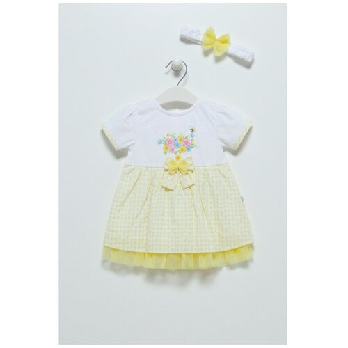 фото Платье для девочки caramell серия sunflowers белое/желтое, размер 68-74