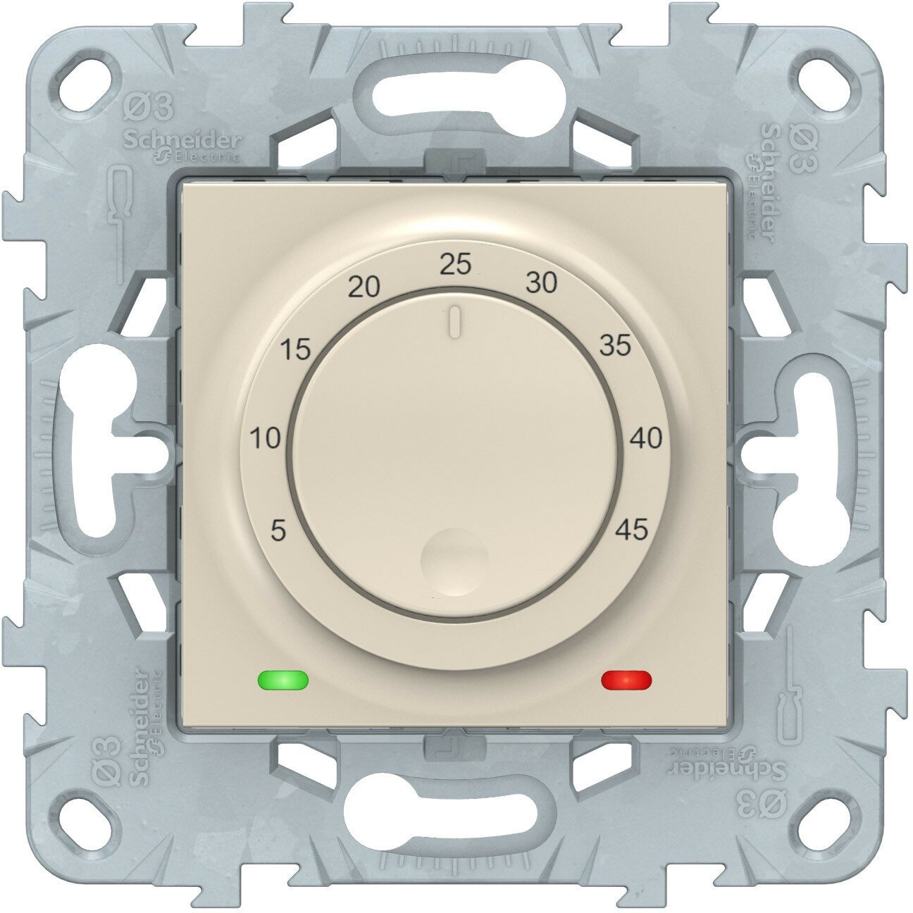 Термостат теплого пола Unica NEW бежевый 10А 5-45°C с датчиком 4м механизм встроенный монтаж (Schneider Electric), арт. NU550344