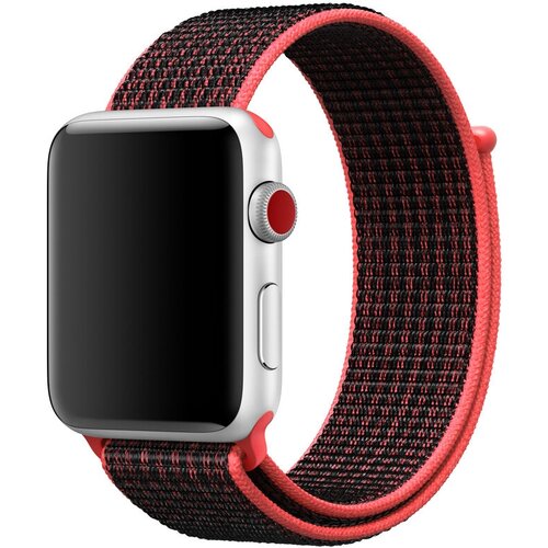 Ремешок нейлоновый Bright Crimson/Black Nike Sport Loop (Яркий тёмно-красный/Чёрный) Apple Watch 42mm (44mm; 45mm) MRPG2ZM/A