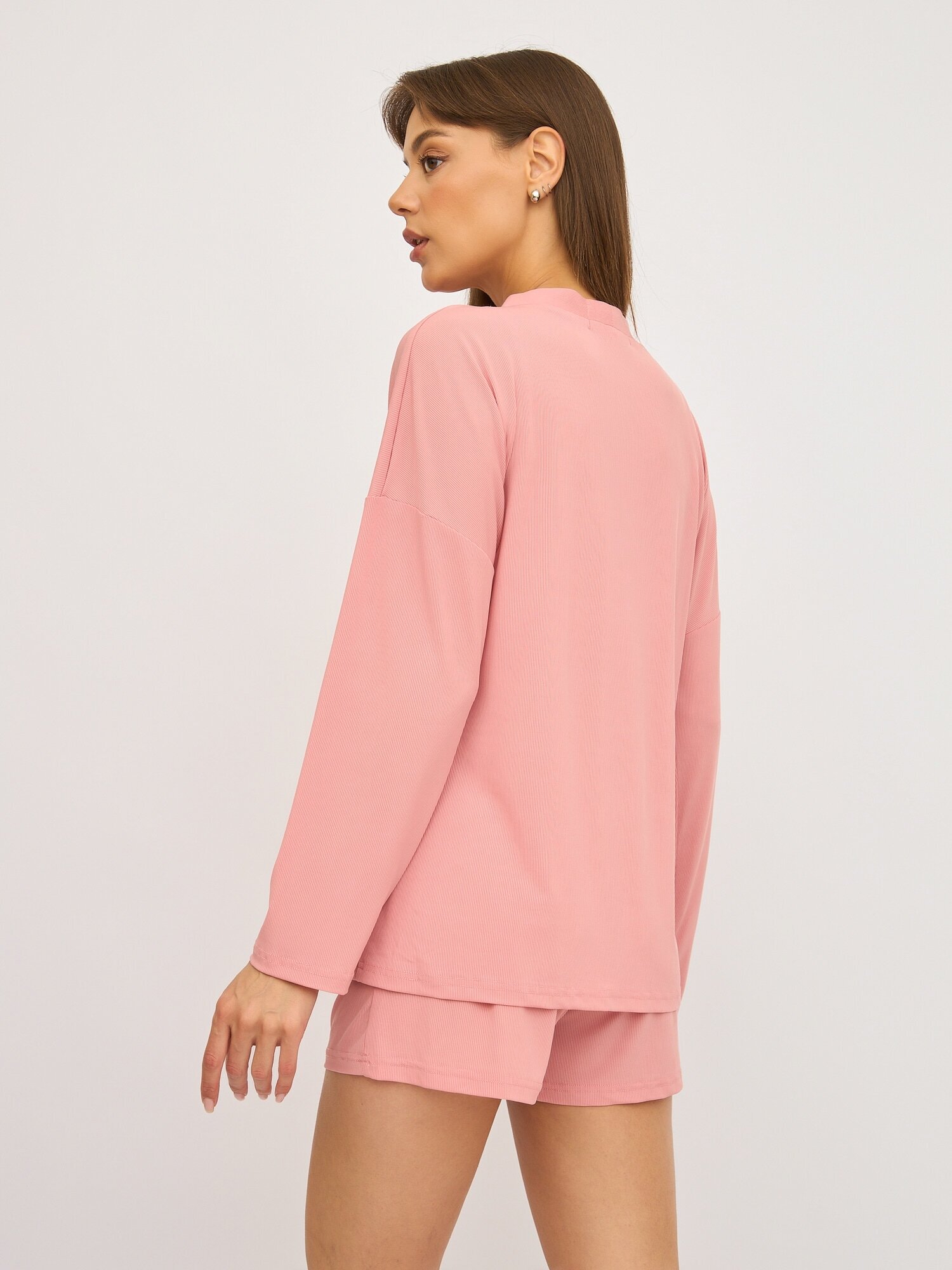 Пижама женская Olya Stoff с шортами, розовый, L - фотография № 12