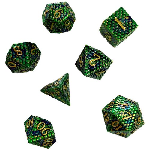Набор металлических кубиков для настольных ролевых игр (Dungeons and Dragons, DnD, D&D, Pathfinder) - Зелёный