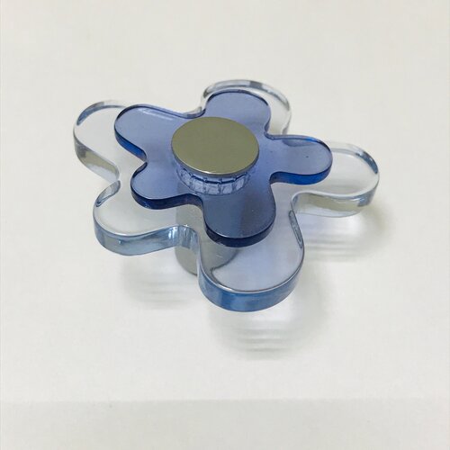 Ручка-кнопка, 47*46мм, цвет голубой, материал металл+пластик