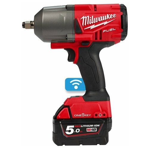 Аккумуляторный ударный гайковерт Milwaukee M18 ONEFHIWF34-502X, 5 А·ч milwaukee m18onefhiwf1 802x импульсный гайковерт аккум чем 18 0 в 2x8 0ач 530 1020 1800 2033нм 1