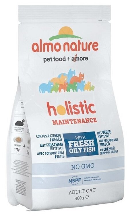 Almo Nature Для Взрослых кошек с Жирной рыбой и коричневым рисом (Holistic - Maintenance - Oily Fish) 604, 0,4 кг - фотография № 2