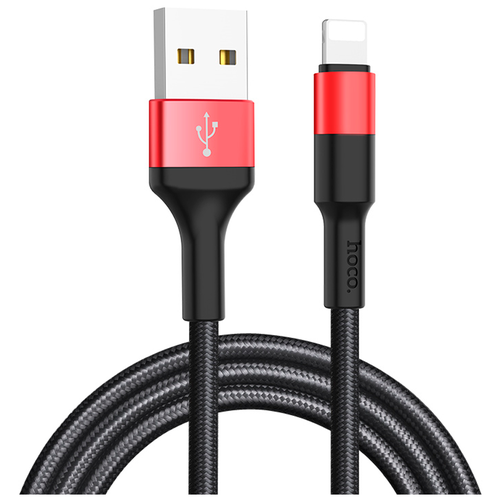 USB дата кабель Lightning, HOCO, X26, черно-красный кабель red line flat usb to apple lightning 1m 2a dark blue