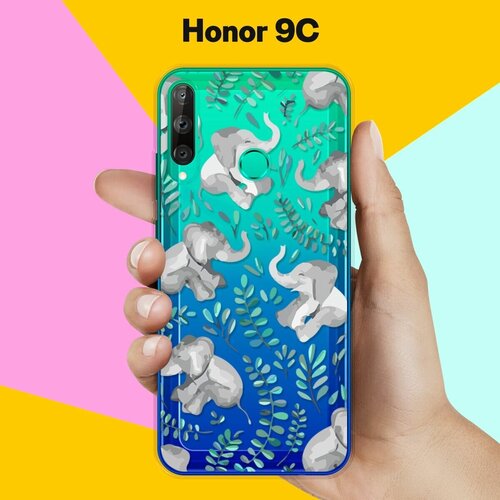 Силиконовый чехол Узор из слонов на Honor 9C силиконовый чехол узор из сердец на honor 9c