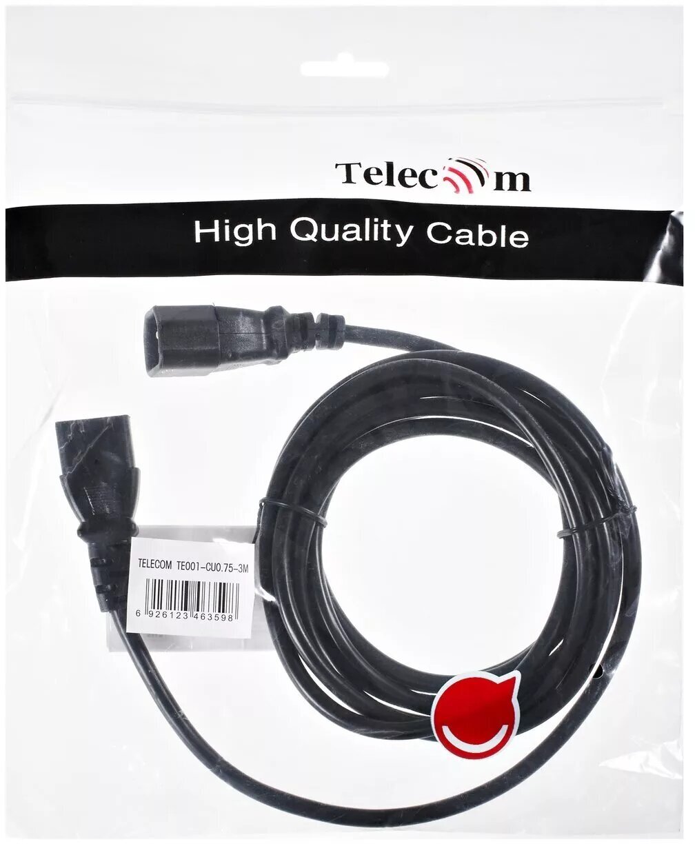 Кабель Telecom C13 - C14 (TE001-CU0.75), 3 м, черный - фото №4