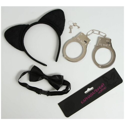 металлические наручники metal handcuff с мехом – черные Эротический игровой набор Киса , черный с серебристым