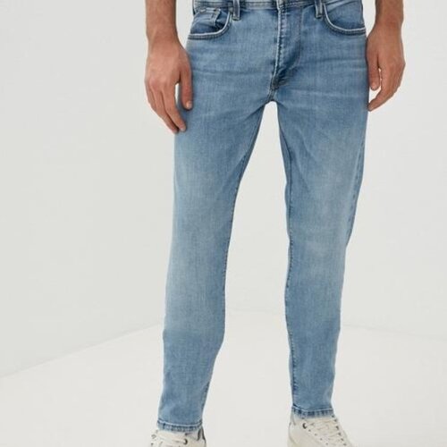 Джинсы зауженные Pepe Jeans, прямой силуэт, средняя посадка, размер 31, голубой