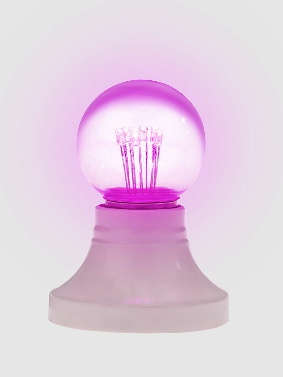 Лампа шар e27 6 LED Ø45мм - розовая, прозрачная колба, эффект лампы накаливания, 1шт - фотография № 8