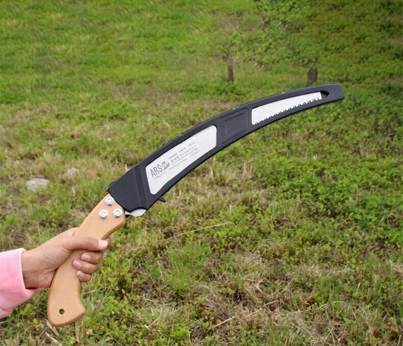 Пила ручная садовая ARS по дереву, ножовка с деревянной ручкой, 330 мм изогнутая с чехлом - фотография № 8