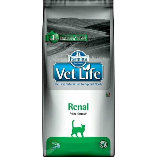 Cухой корм Farmina Vet Life Renal для кошек при хронической болезни почек или при временных нарушениях почечной функции, Фармина Вет Лайф лечебный рацион со вкусом курицы, 10кг
