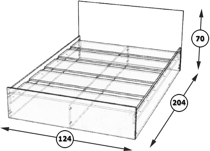 Кровать Стандарт 1200, цвет дуб сонома, ШхГхВ 123,5х203,5х70 см, сп. м. 1200х2000 мм, без матраса, основание есть