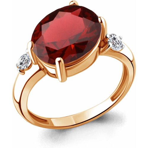 фото Кольцо diamant online, серебро, 925 проба, золочение, фианит, гранат, размер 17.5