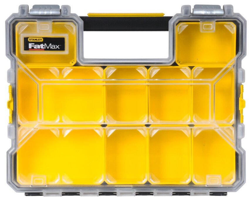 Органайзер STANLEY FatMax Shallow Pro Plastic Latch 1-97-519, 44.6x35.7x7.4 см, желтый/черный - фотография № 1