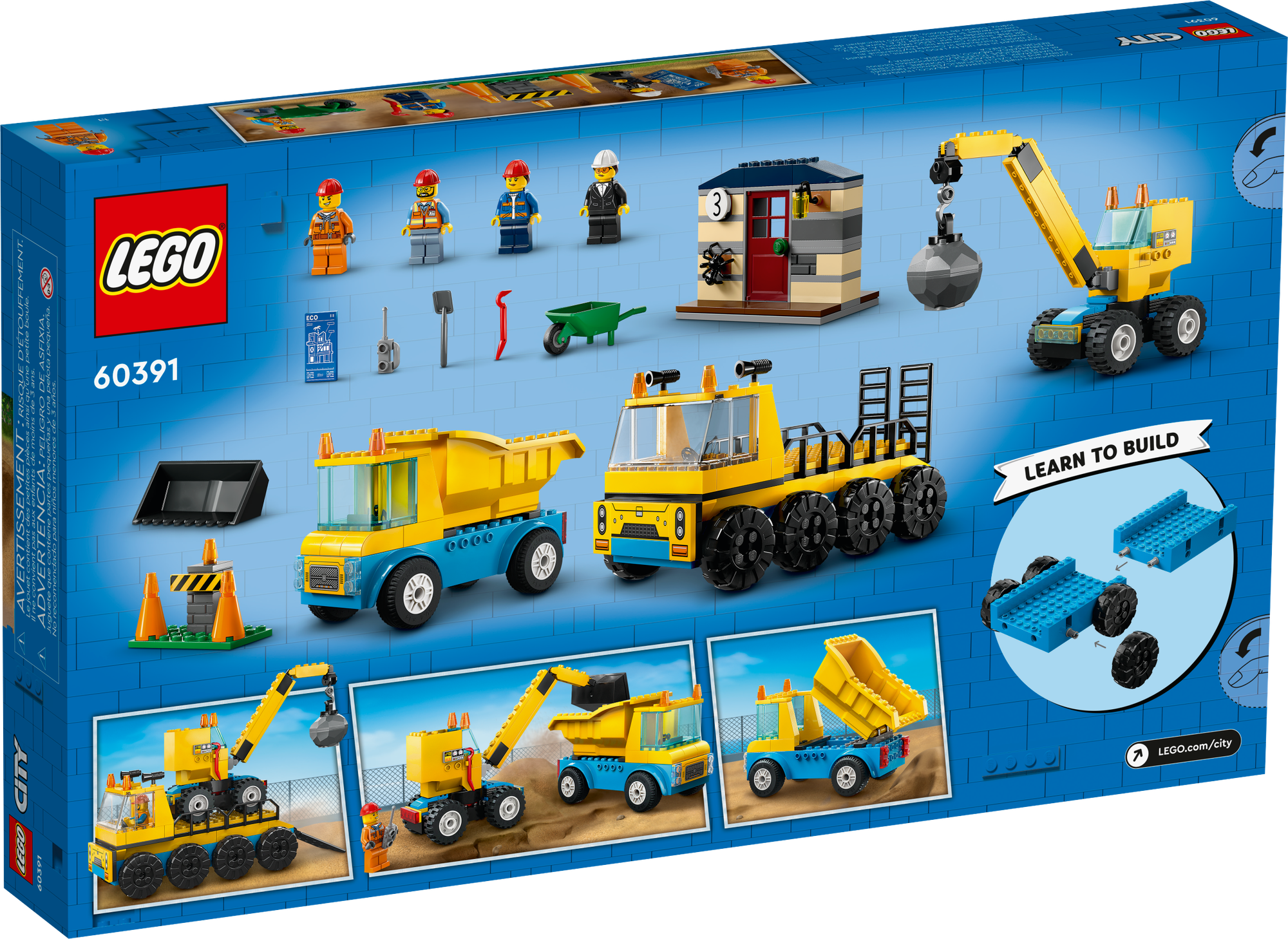 Конструктор Lego ® City 60391 Строительные машины и кран с шаром для сноса