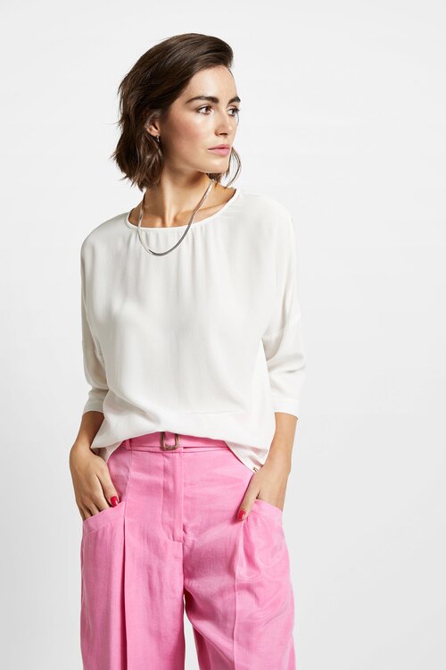 Блуза  Cinque, повседневный стиль, свободный силуэт, укороченный рукав, без карманов, однотонная, размер 36, белый