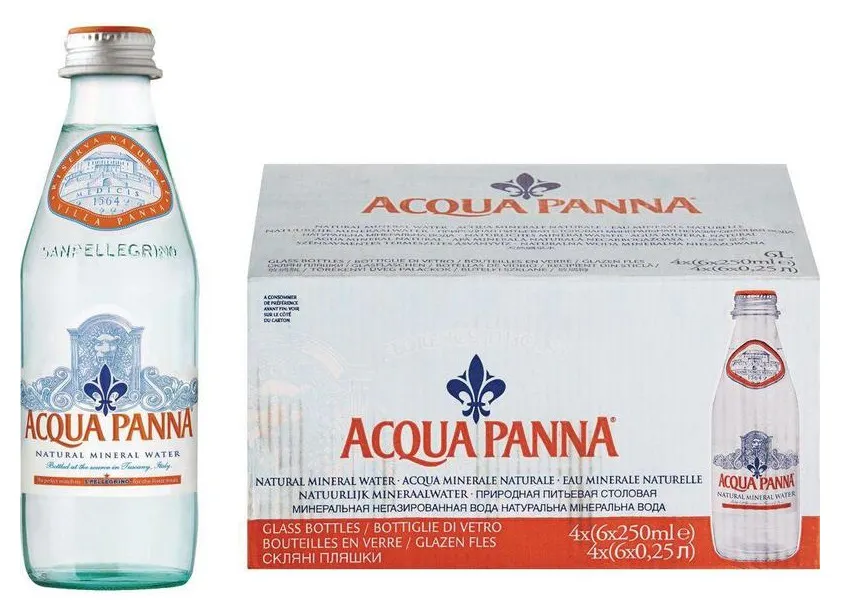 Вода минеральная Acqua Panna (Аква Панна) 24 шт. по 0,25 л, негазированная, стекло