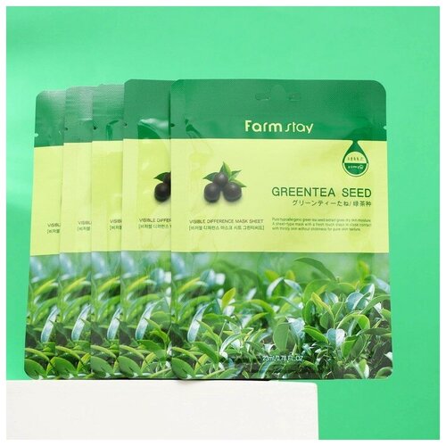 Купить Набор масок для лица с экстрактом семян зеленого чая, 5 шт., FarmStay